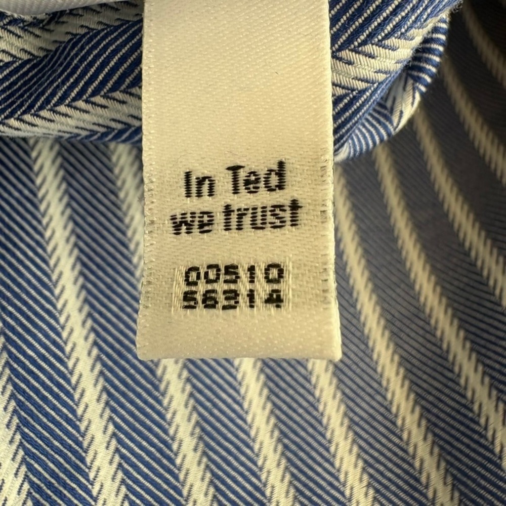 Ted Baker Archive Dress Shirt Men 16 Blue Stripe French Cuff Excellent Condition - Picture 16 of 16